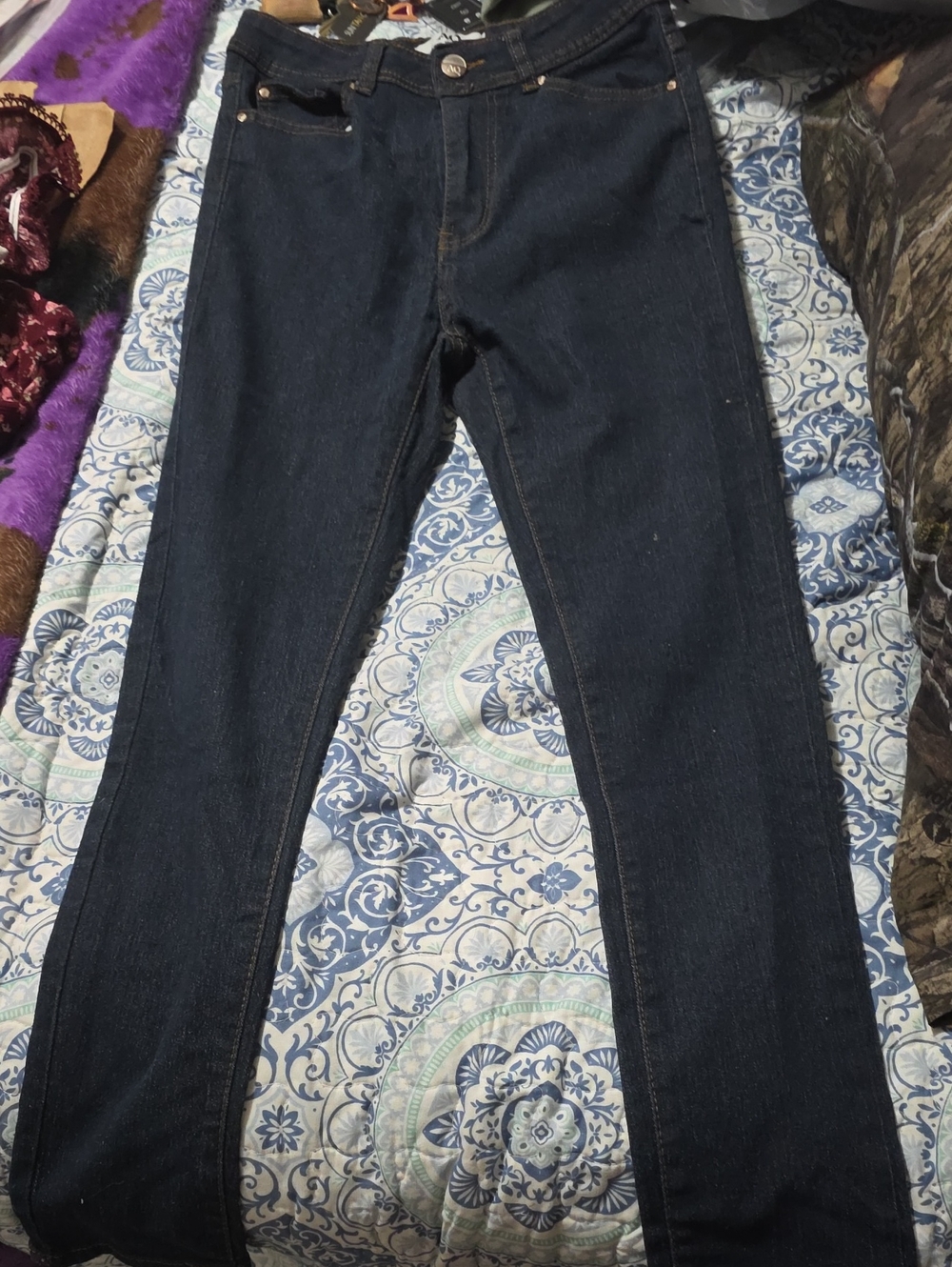 Slim Dark Blue Women's Skinny Jeans - Stretch Denim
